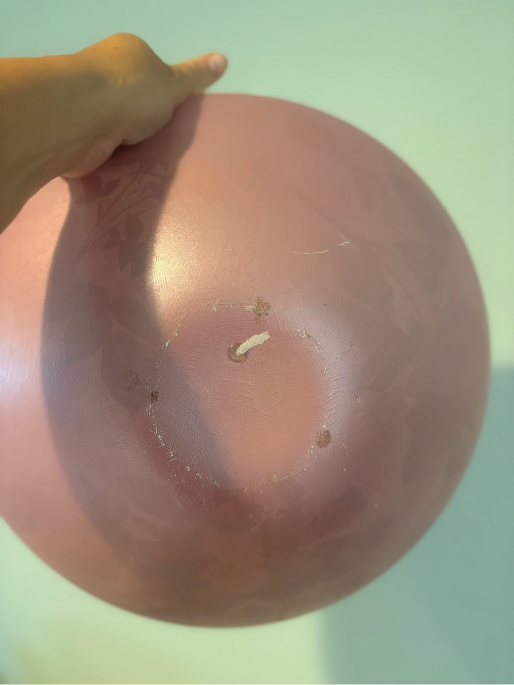 Large pink decorative bowl features botanical illustrations and butterflies 🦋 - Picture 4 of 4